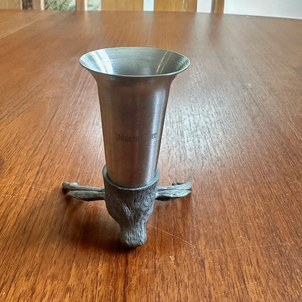 Jagermeister Stag Head Pewter Metal Shot Glass Deer Antler Base